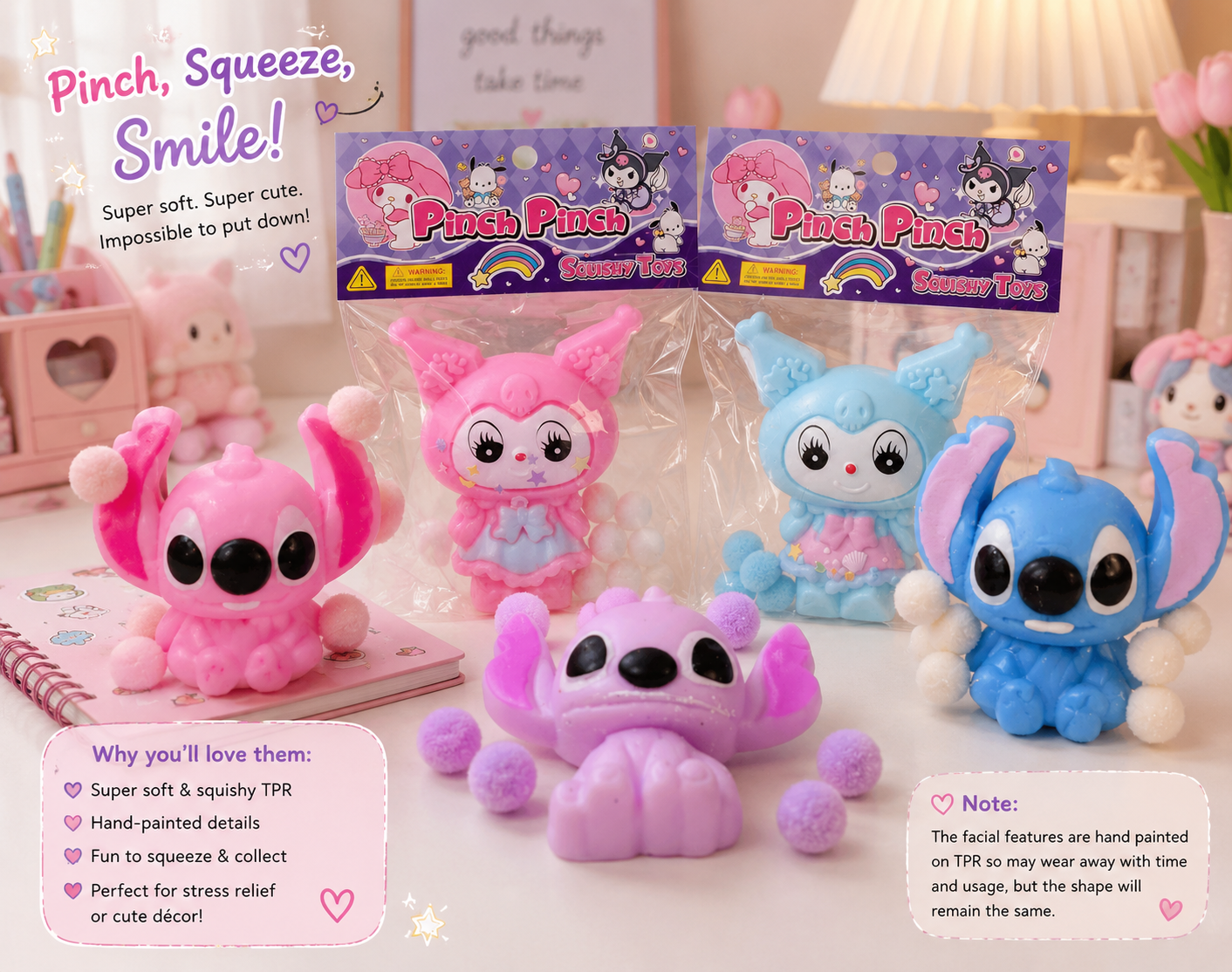 Squish & Pinch Pal - Kurumi & Stitch (Any 1)