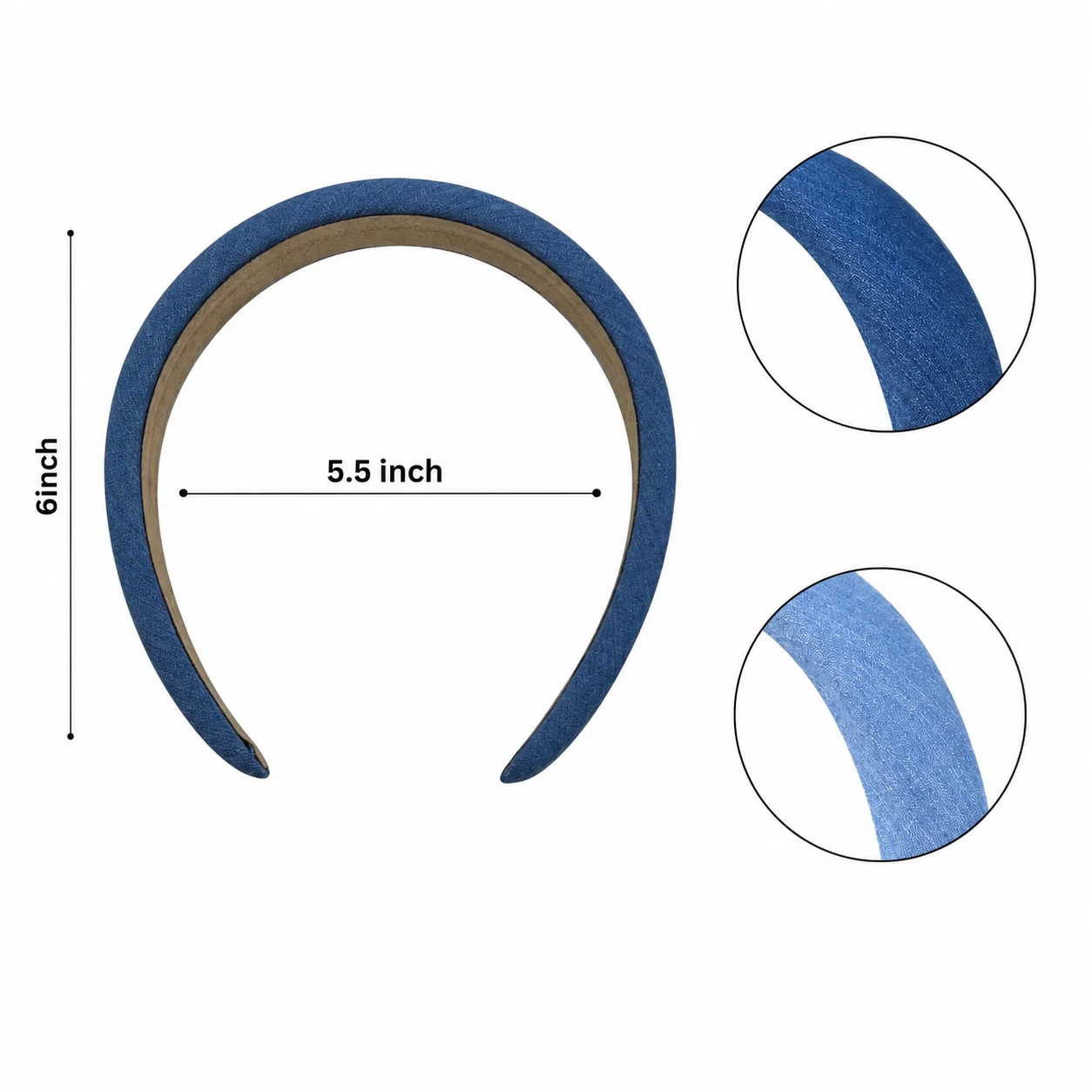 Denim Fabric Padded Headband