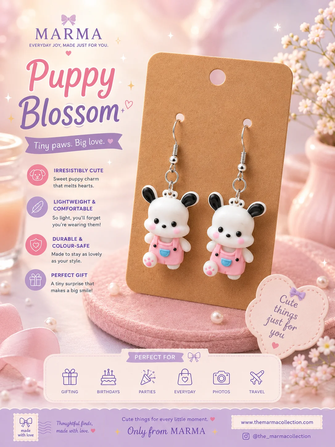 Tiny Puppy Charm Earrings