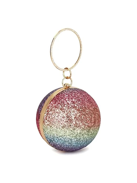 Round Glitter Ombre Clutch with Sling
