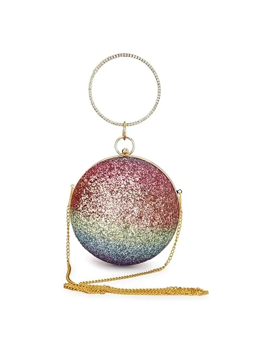 Round Glitter Ombre Clutch with Sling