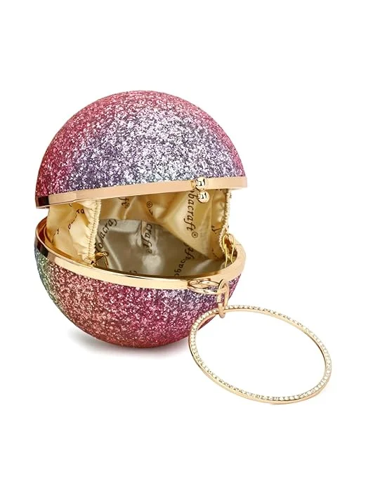 Round Glitter Ombre Clutch with Sling