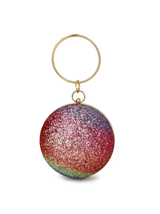 Round Glitter Ombre Clutch with Sling