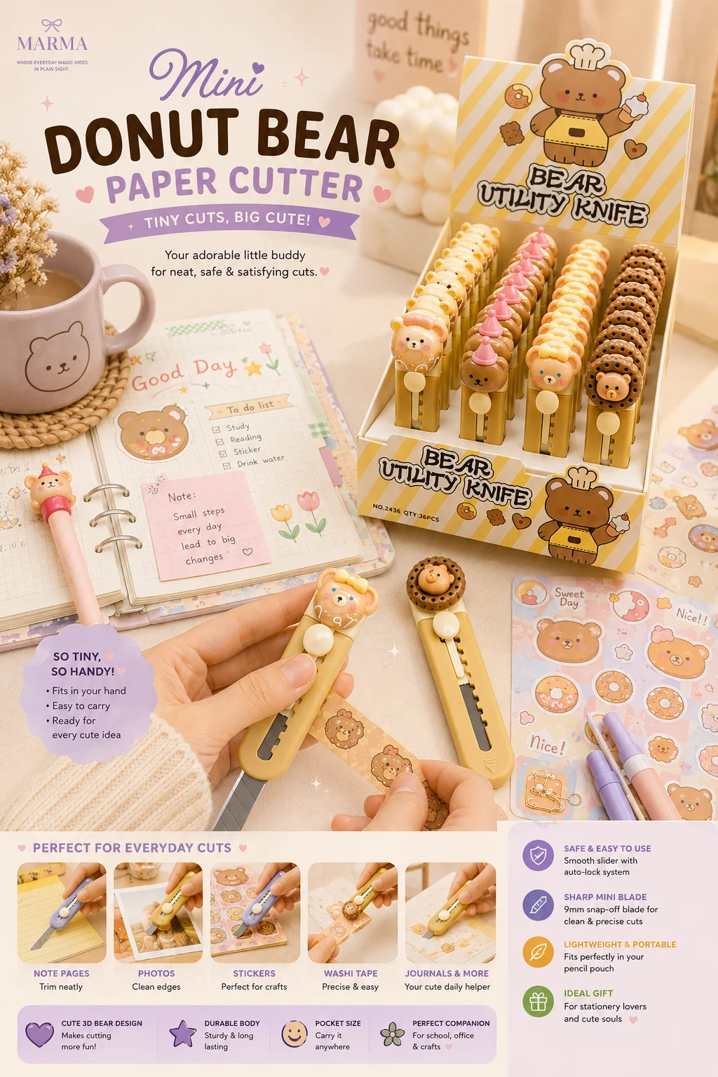 Mini Donut Bear Paper Cutter (Any 1)