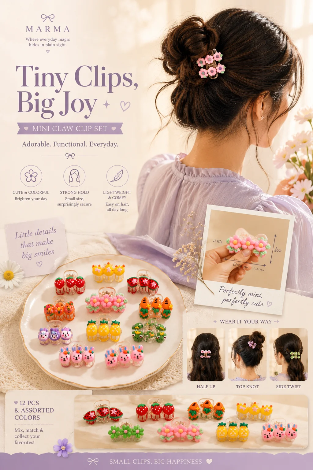 Claw Clips - Assorted Cute Designs (Any 1)