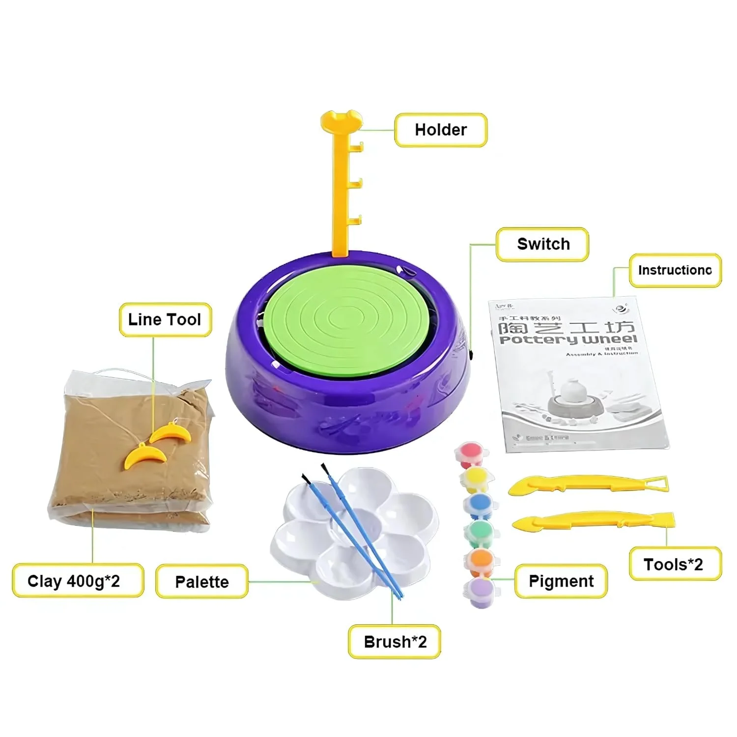 Kids Electric Pottery Wheel Art Set