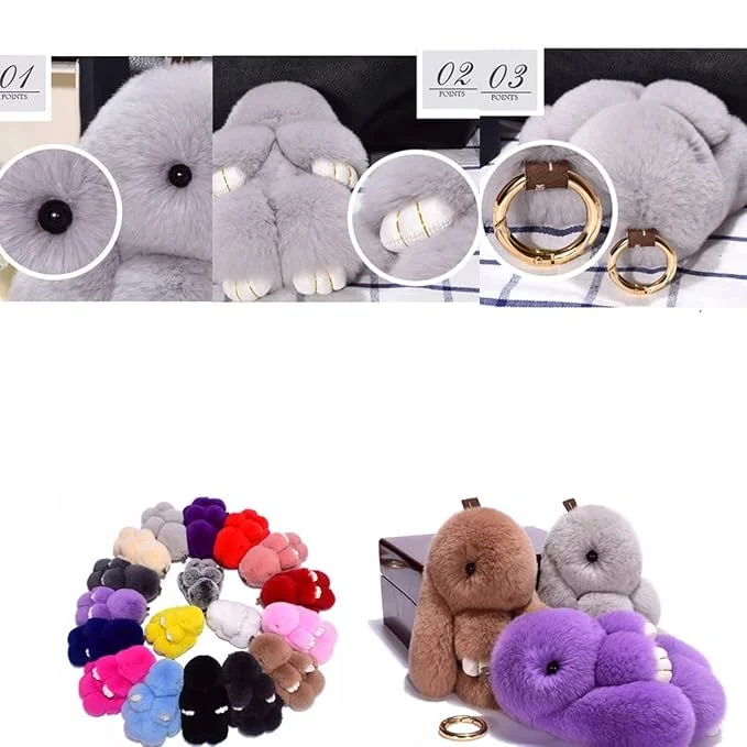 Fluffy Bunny Plush Bag Charm