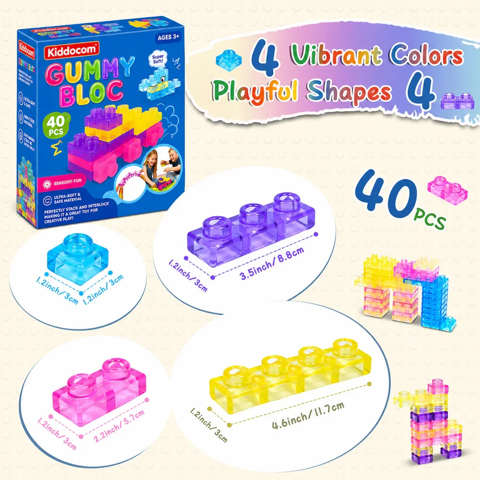 Gummy 40pcs Soft Sensory Building Blocks