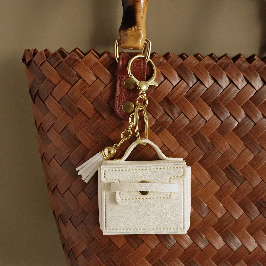 Mini Handbag Keychain with Tassel Charm