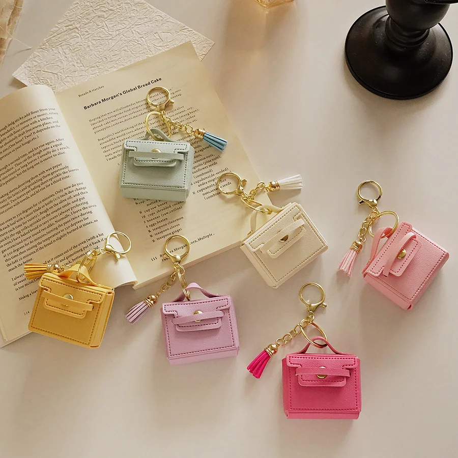 Mini Handbag Keychain with Tassel Charm
