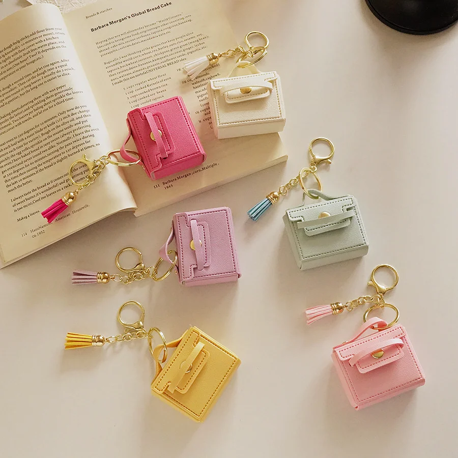 Mini Handbag Keychain with Tassel Charm