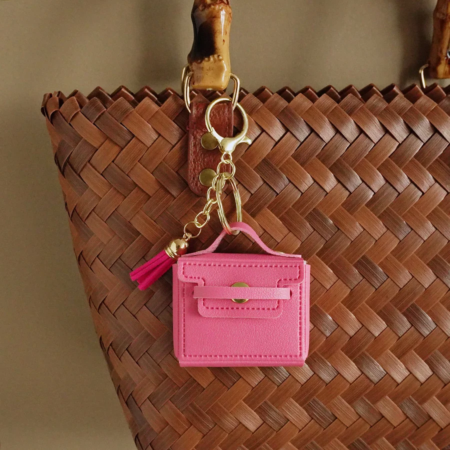 Mini Handbag Keychain with Tassel Charm