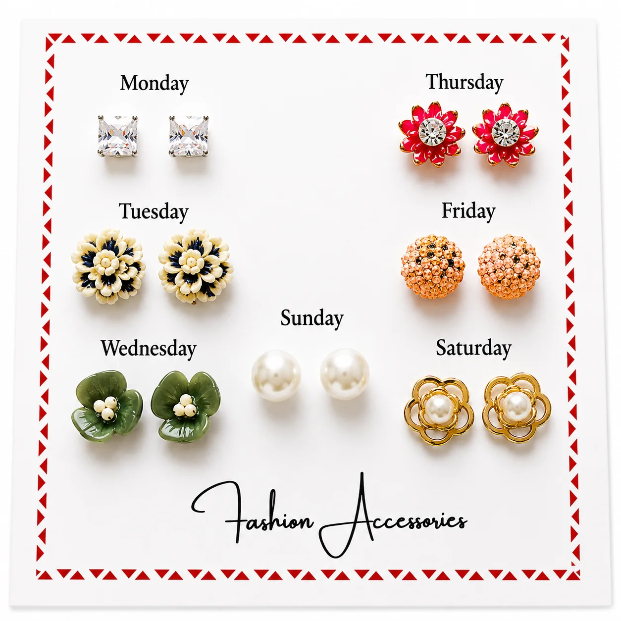 7-Day Fashion Earring Set (Any 1/9)