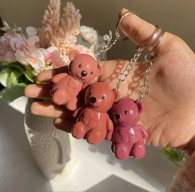 Tinted Lip Gloss Bear Keychain