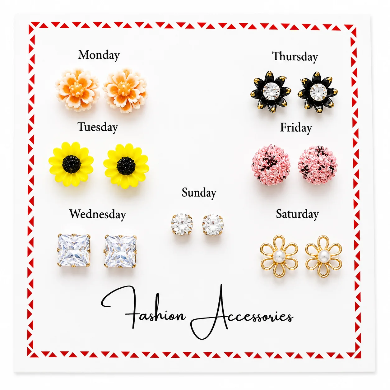 7 Days Fashion Earrings Set (Any1/8)