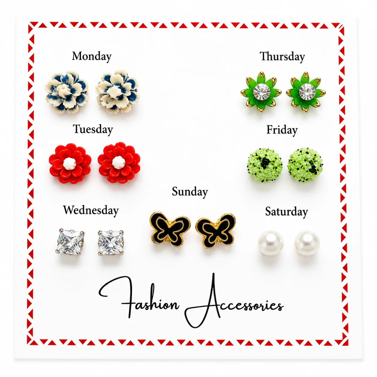 7 Days Fashion Earrings Set (Any1/8)