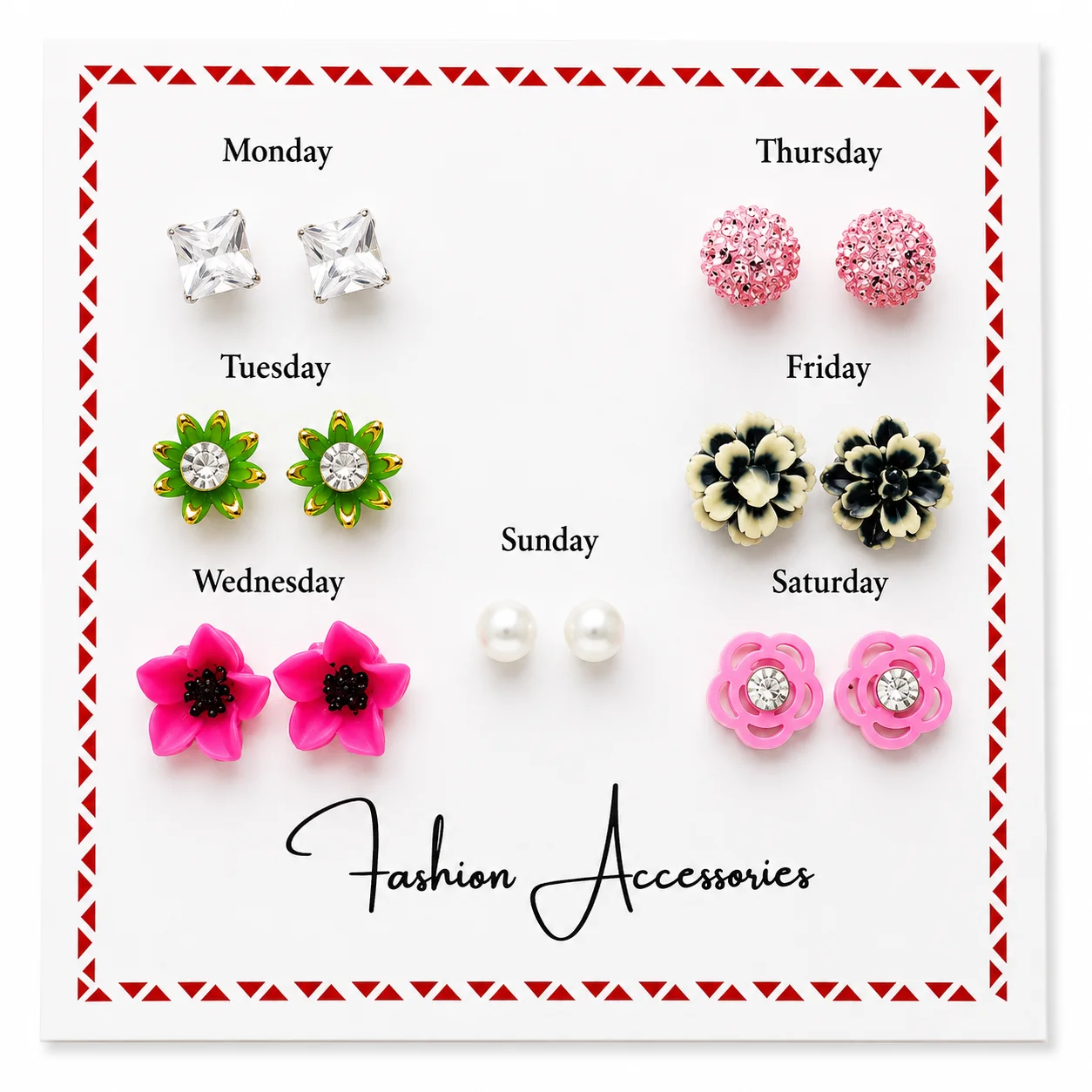 7 Days Fashion Earrings Set (Any1/8)