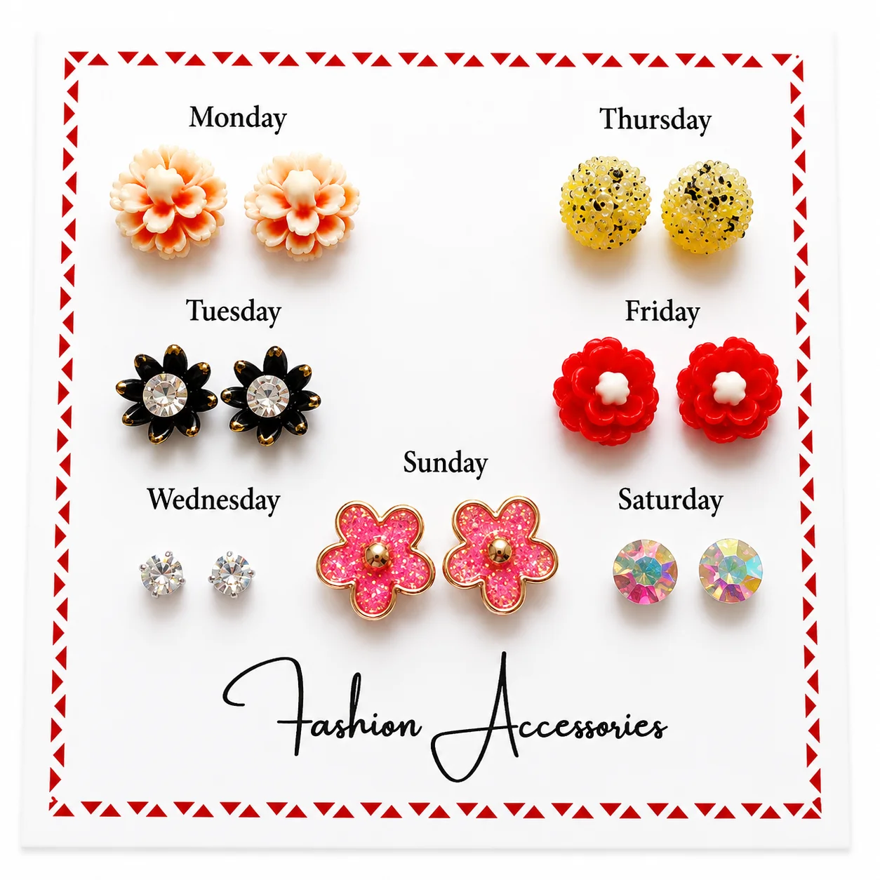 7 Days Fashion Earrings Set (Any1/8)