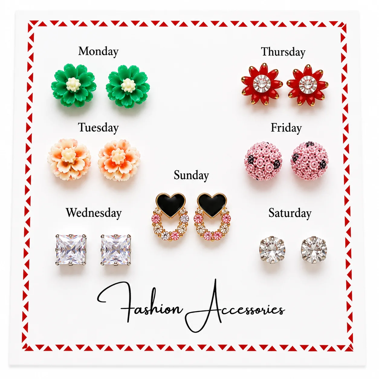 7 Days Fashion Earrings Set (Any1/8)