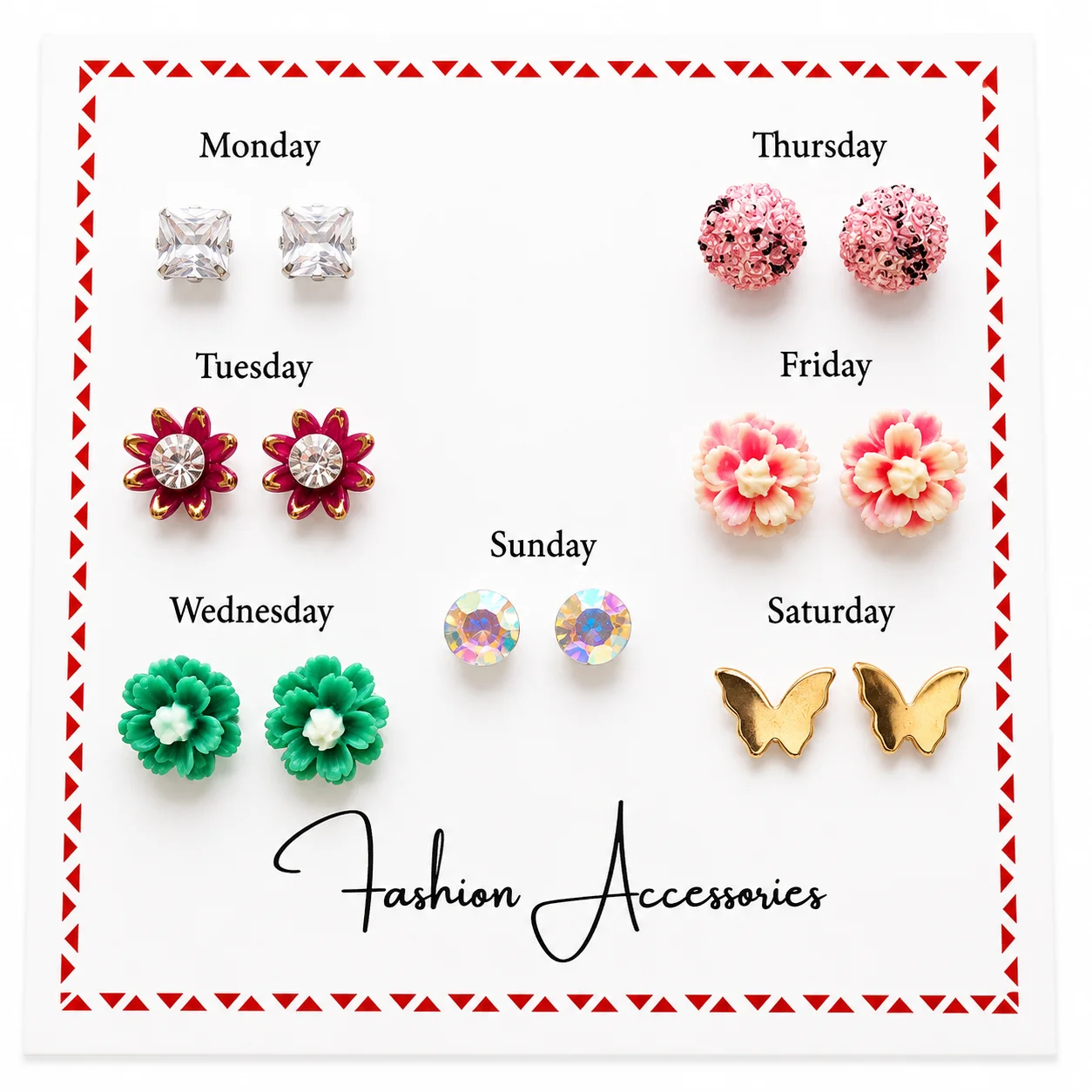7 Days Fashion Earrings Set (Any1/8)