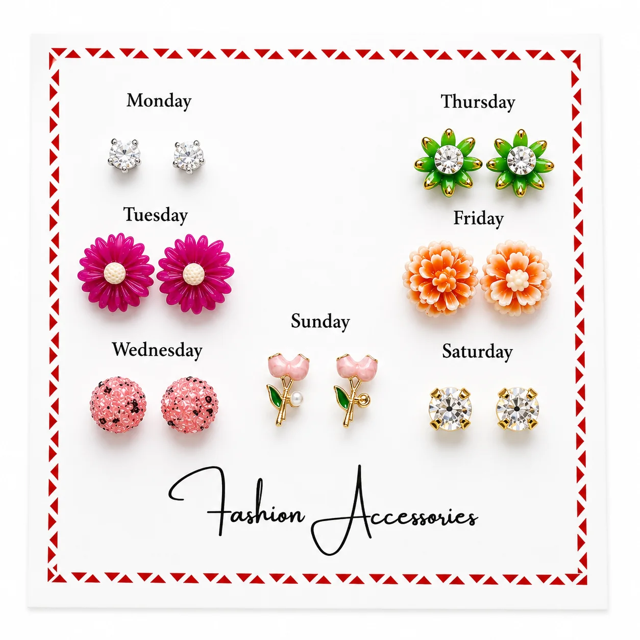 7 Days Fashion Earrings Set (Any1/8)