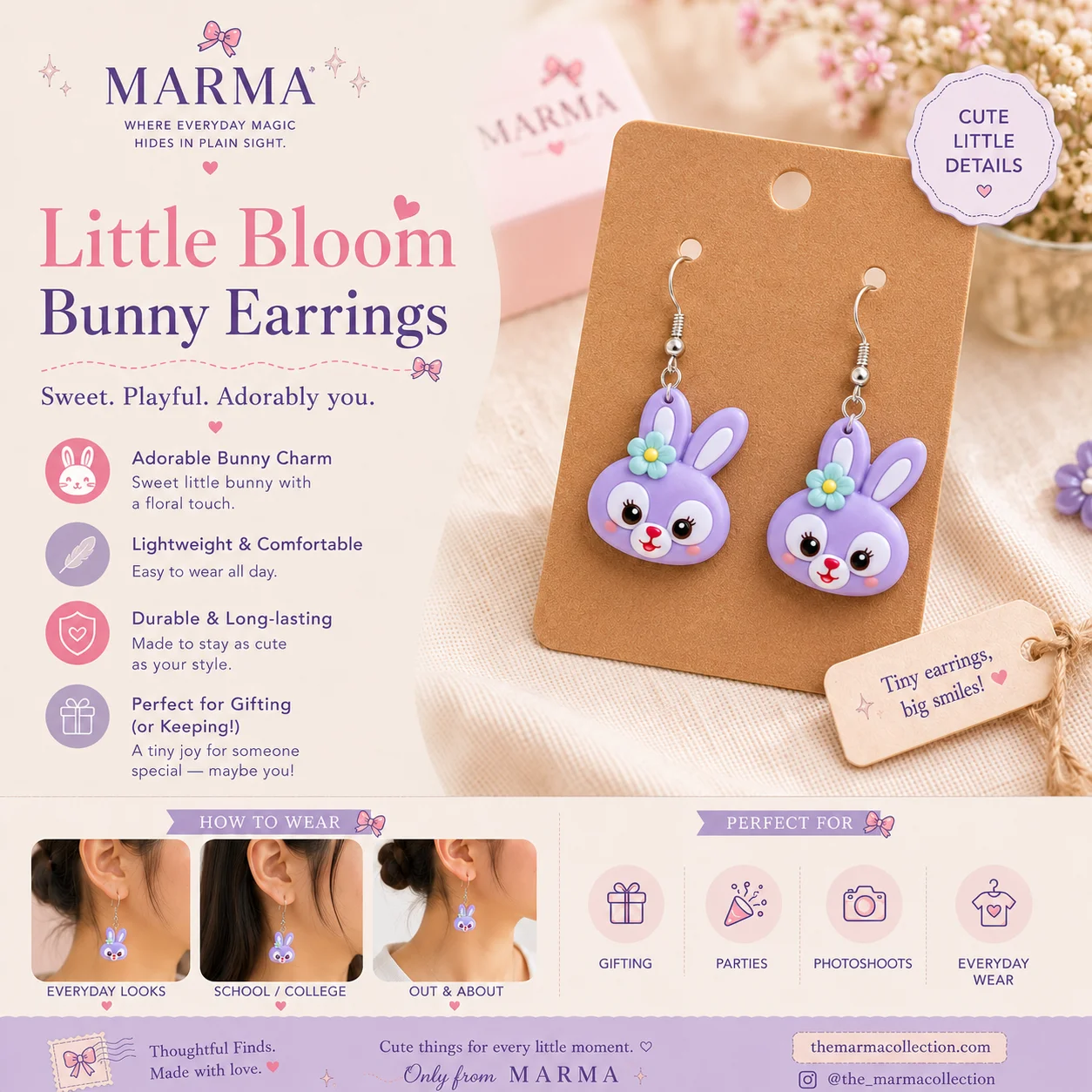 Little Bloom Bunny Earrings