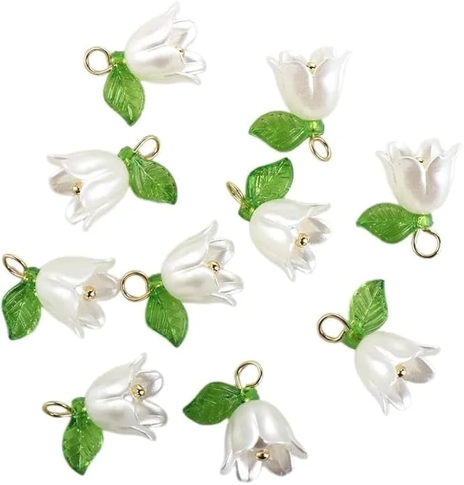 Lily Resin Flower Charms - Set of 10