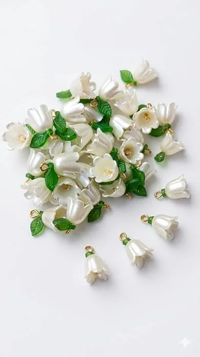 Lily Resin Flower Charms - Set of 10