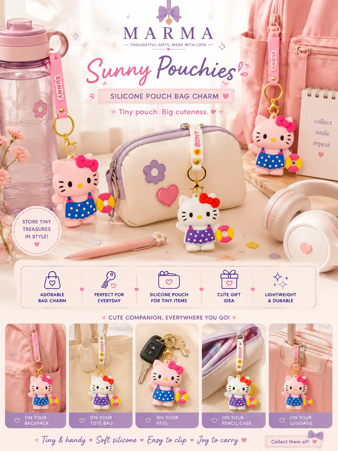 Sunny Pouchies Silicone Pouch Bag Charm