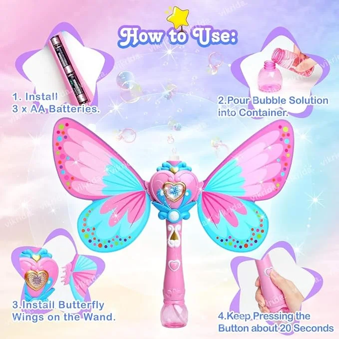 Butterfly Wings Bubble Machine Wand