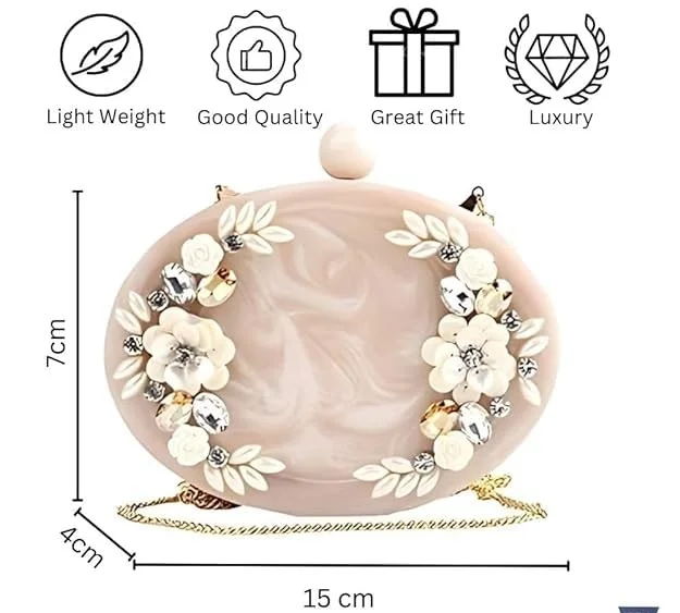 Marma Elegant Floral Resin Clutch Bag