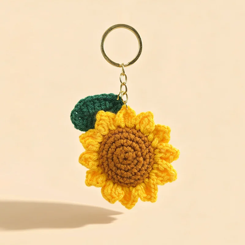 Handmade Crochet Sunflower Keychain