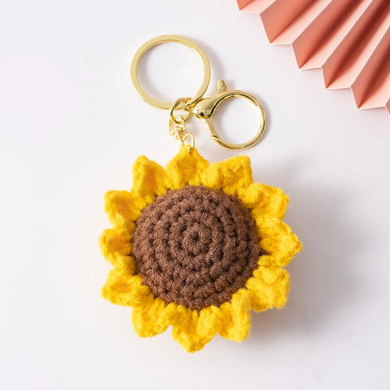 Handmade Crochet Sunflower Keychain