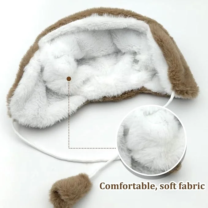 Cute Capybara Plush Winter Hat with Apple