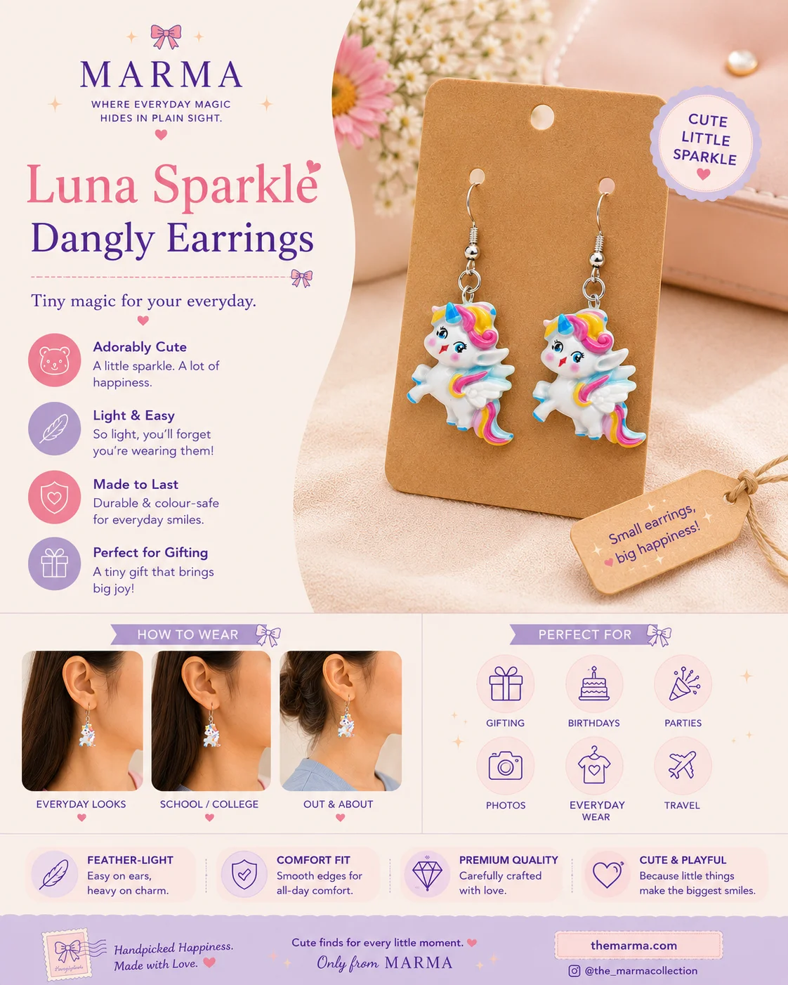 Luna Sparkle Dangly Earrings