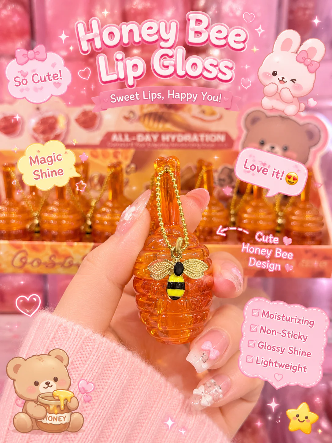 honey-lip-oil-with-bee-charm-keychain